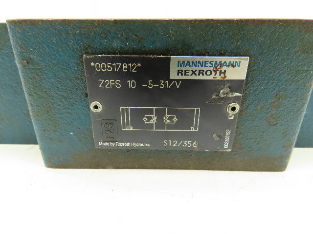 Rexroth Z2FS 10-5-31/V Hydraulic Throttle/Check Sandwich Valve Z2FS 10  LOT OF 2