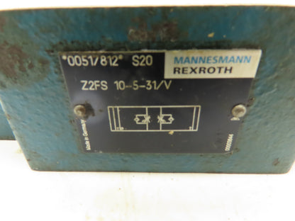 Rexroth Z2FS 10-5-31/V Hydraulic Throttle/Check Sandwich Valve Z2FS 10  LOT OF 2