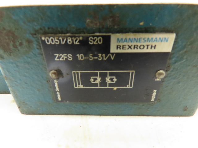 Rexroth Z2FS 10-5-31/V Hydraulic Throttle/Check Sandwich Valve Z2FS 10  LOT OF 2