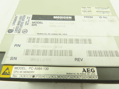 AEG Modicon PC-A984-130 CPU Module 24 VDC