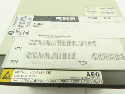 AEG Modicon PC-A984-130 CPU Module 24 VDC