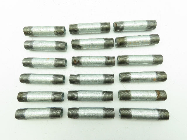 Galvanized Steel Pipe Nipple 1/2"x 3-1/2" NPT Male SCH 40  LOT OF 18
