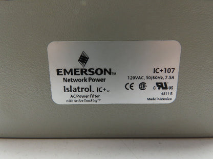 Emerson IC+107 Islatrol AC Power/Line Filter 120V 7.5A Active Tracking