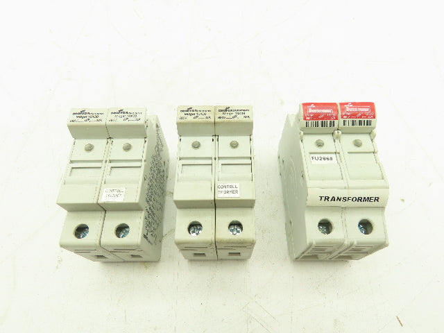 Cooper Bussmann CHM 10X38 Midget Fuse Holder IEC 2-Pole 30A/32A w/Fuses LOT OF 3