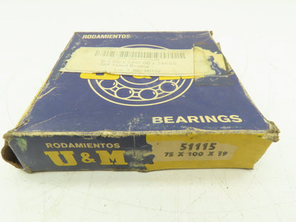 Rodamientos U & M 51115 Thrust Bearing 75X100X19