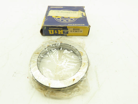 Rodamientos U & M 51115 Thrust Bearing 75X100X19