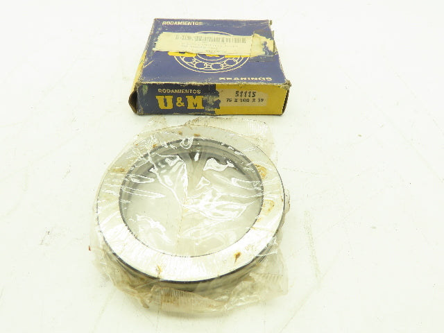 Rodamientos U & M 51115 Thrust Bearing 75X100X19