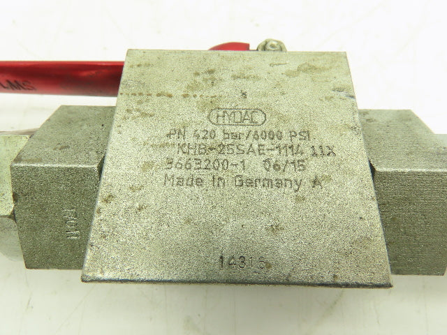 Hydac KHB-25SAE-1114-11X Steel Ball Valve 2-Way 6000 PSI SAE #16