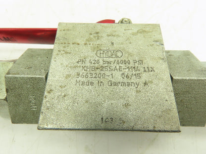 Hydac KHB-25SAE-1114-11X Steel Ball Valve 2-Way 6000 PSI SAE #16