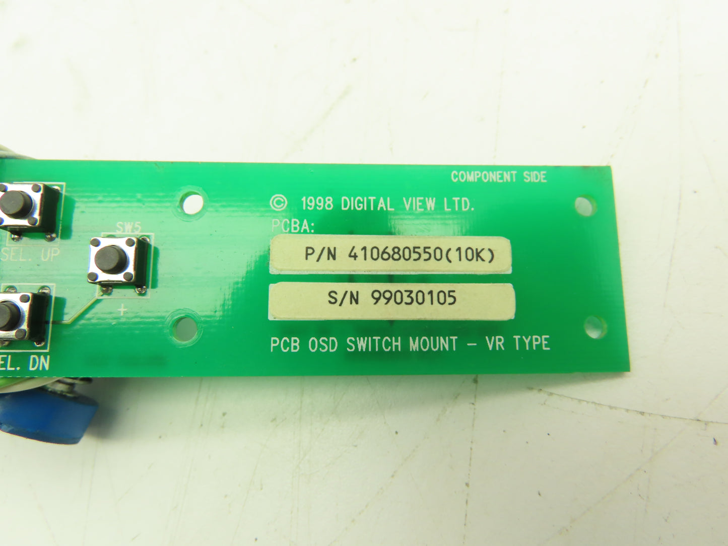 1998 Digital View 410680550 Circuit Board PCB OSD Switch Mount VR Type