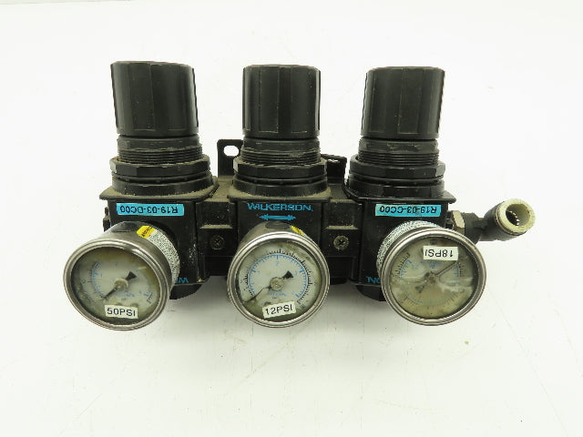Wilkerson R19-03-CC00 Pneumatic Air Pressure 3 Regulator Assembly 3/8" NPT R19