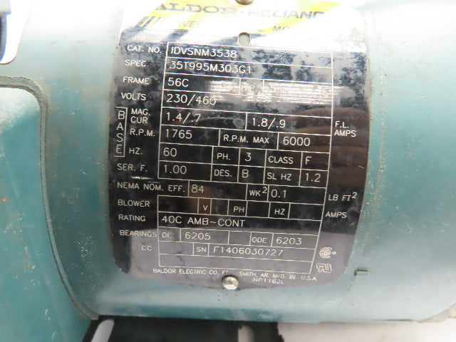 Baldor Boston IDVSNM3538 Electric Motor .5 Hp 230/460V 3Ph 1765 RPM 60:1 GearBox