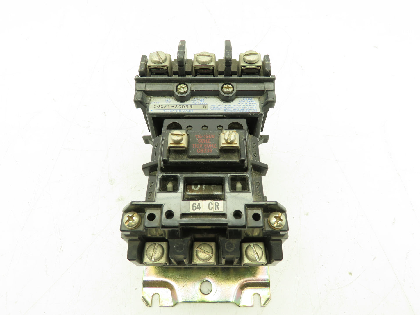Allen Bradley 500FL-AOD93 AC Contactor 3-Pole 15/20A 120V Coil Ser B