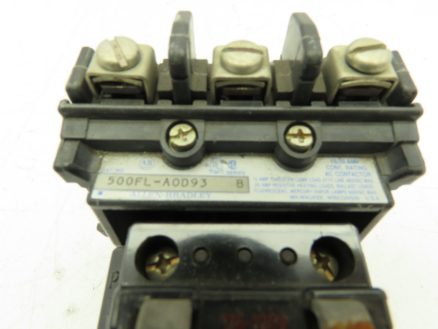 Allen Bradley 500FL-AOD93 AC Contactor 3-Pole 15/20A 120V Coil Ser B