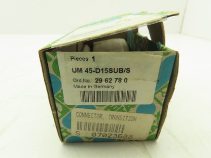 Phoenix Contact UM 45-D15SUB/S Terminal Block Interface Module Connector 15-Pos