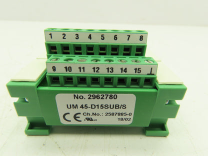 Phoenix Contact UM 45-D15SUB/S Terminal Block Interface Module Connector 15-Pos