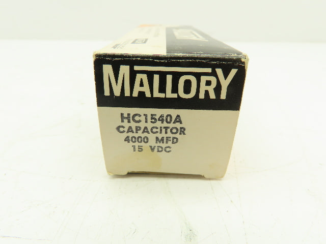Mallory HC1540A Capacitor 4000MFD 15 VDC 4000uF