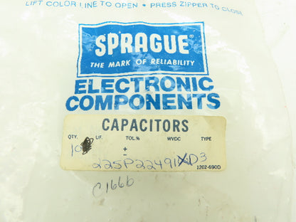 Sprague 225P Orange Drop Film Capacitor 0.22uF 10% 100VDC  LOT OF 10