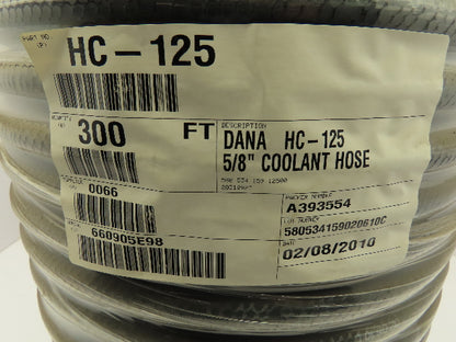 DANA HC-125 Black Rubber Coolant Radiator Heater Hose 5/8" ID  300' Spool