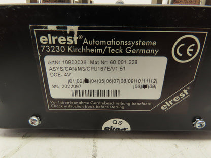 Elrest ASYS/CAN/M3/CPU167E/V1.51 DCE-4V Linear Servo Motor Drive 10803036