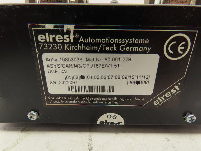Elrest ASYS/CAN/M3/CPU167E/V1.51 DCE-4V Linear Servo Motor Drive 10803036