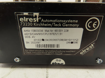 Elrest ASYS/CAN/M3/CPU167E/V1.51 DCE-4V Linear Servo Motor Drive 10803036
