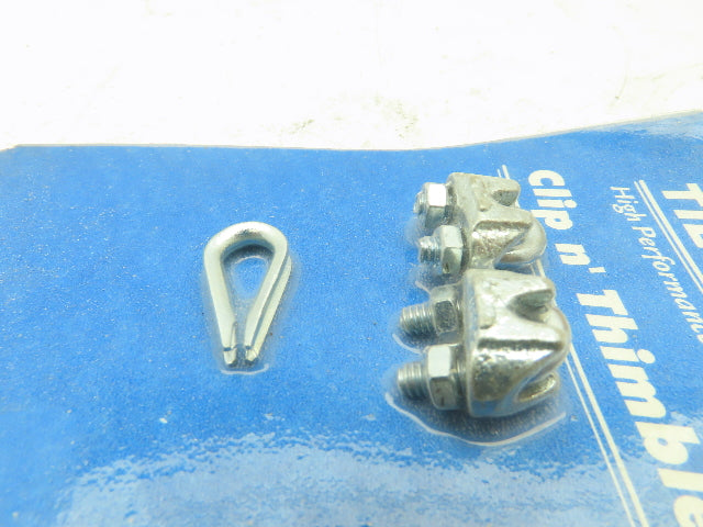 Tie Down 4KH30 Steel Wire Rope Clip and Thimble Kit U-Bolt 1/8"  LOT OF 12