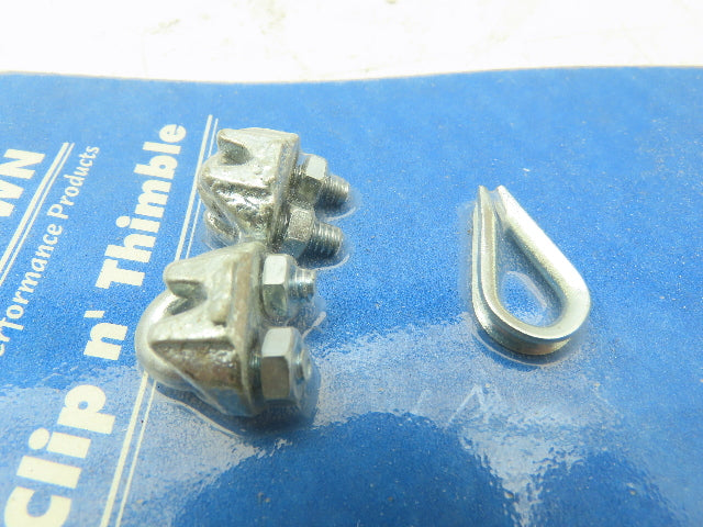 Tie Down 4KH30 Steel Wire Rope Clip and Thimble Kit U-Bolt 1/8"  LOT OF 12