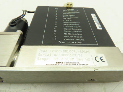 MKS 1258C-00100RV-SPCAL Mass Flow Controller Meter Gas N2 69.9 SCCM