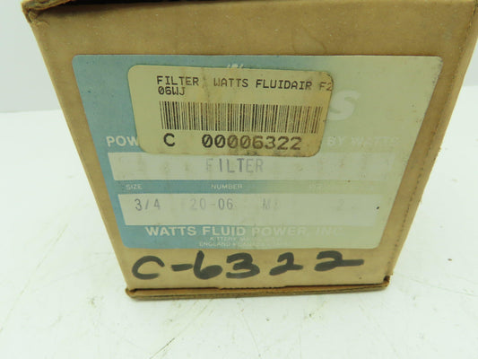 Watts F20-06 M1 Pneumatic Filter Steel Housing 3/4" NPT