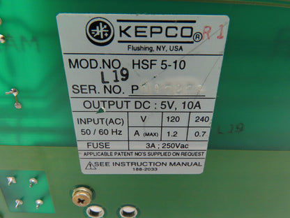 Kepco HSF 5-10 Power Supply Plug-In 50W 5V 10A Output 120/240V Input