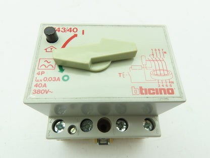 Bticino D743/40 Circuit Breaker Switch 4-Pole 40 Amp 380V Residual Current 0.03A