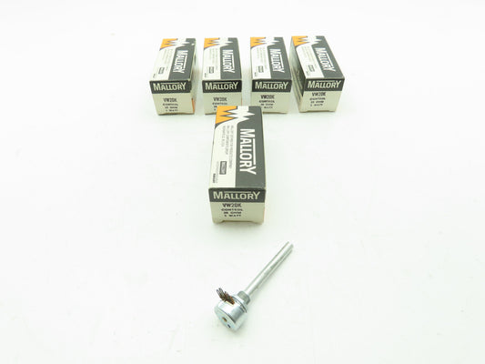 Mallory VW20K Potentiometer 20K Ohm 5 Watt Single Turn 1/4" Shaft  LOT OF 5