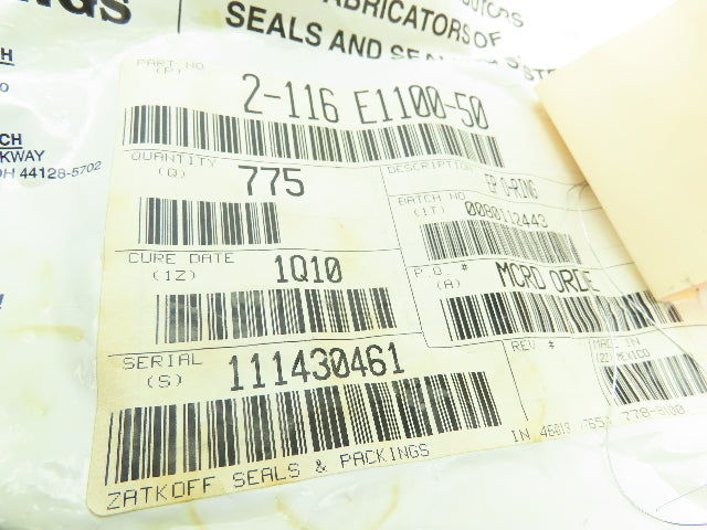 Zatkoff 2-116 E1100-50 EP O-Ring Black 3/4" ID x 15/16" OD x 3/32"  LOT OF 775