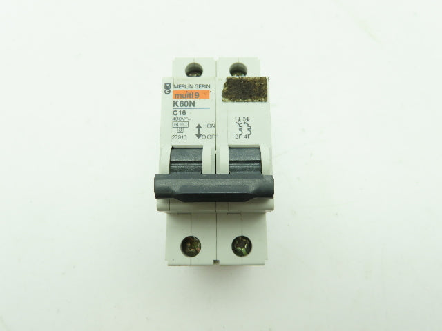 Merlin Gerin K60N C16 Multi 9 Circuit Breaker 2-Pole 16 Amp 400V 27913  LOT OF 3