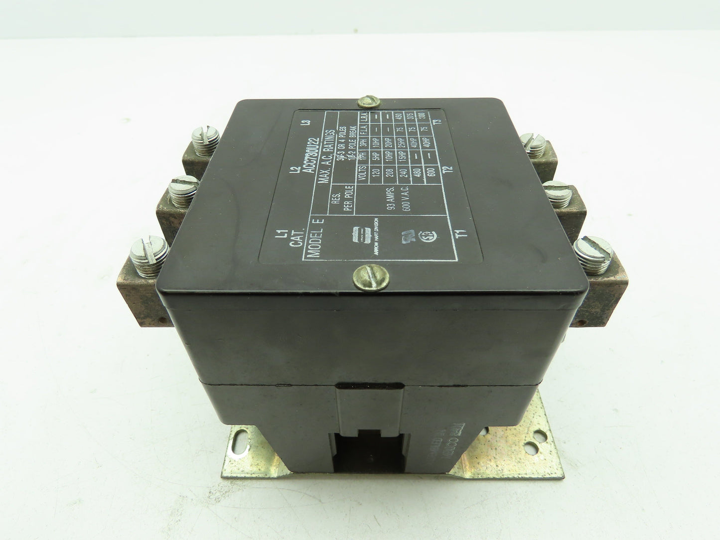 Arrow Hart ACC730U22 Contactor 3-Pole 93A 115V Coil Model E