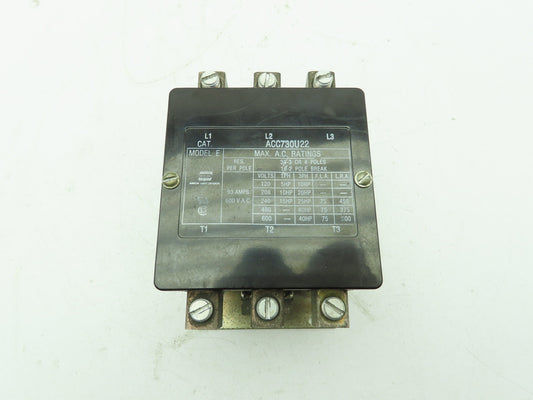 Arrow Hart ACC730U22 Contactor 3-Pole 93A 115V Coil Model E