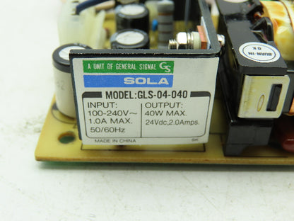 Sola GLS-04-040 Switching Power Supply 100-240VAC In/ 24VDC Out 40W Open Frame