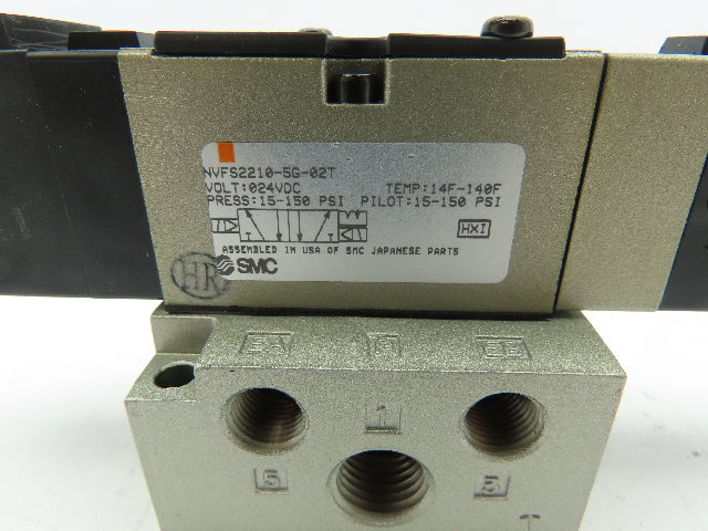 SMC NVFS2210-5G-02T Double Solenoid Valve 15-150 PSI 21-26 VDC