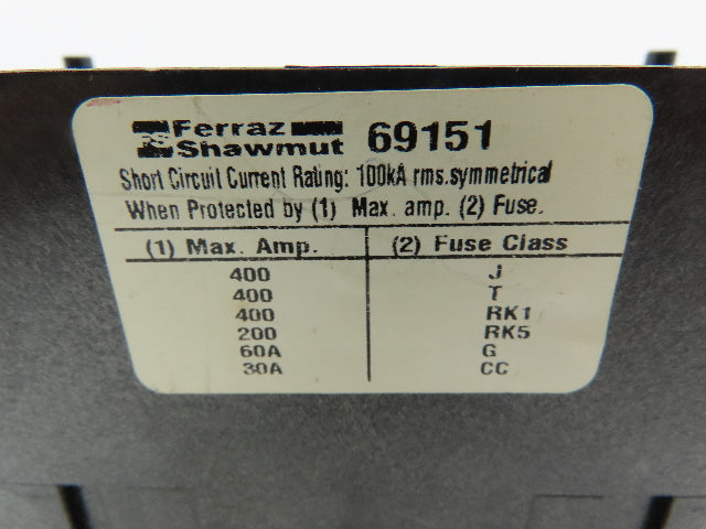 Ferraz Shawmut 69151 Power Distribution Terminal Block 1-Pole 350MCM-#6 x #4-#14