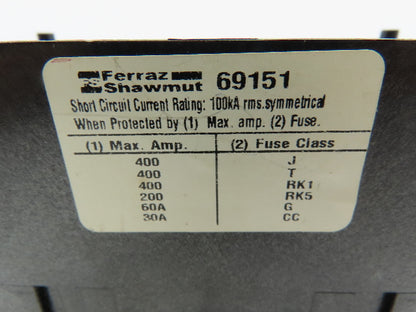 Ferraz Shawmut 69151 Power Distribution Terminal Block 1-Pole 350MCM-#6 x #4-#14