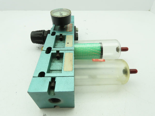Numatics R30R-04 Pneumatic Regulator Inline Filter Valve Block 125 PSI 3/8" NPT