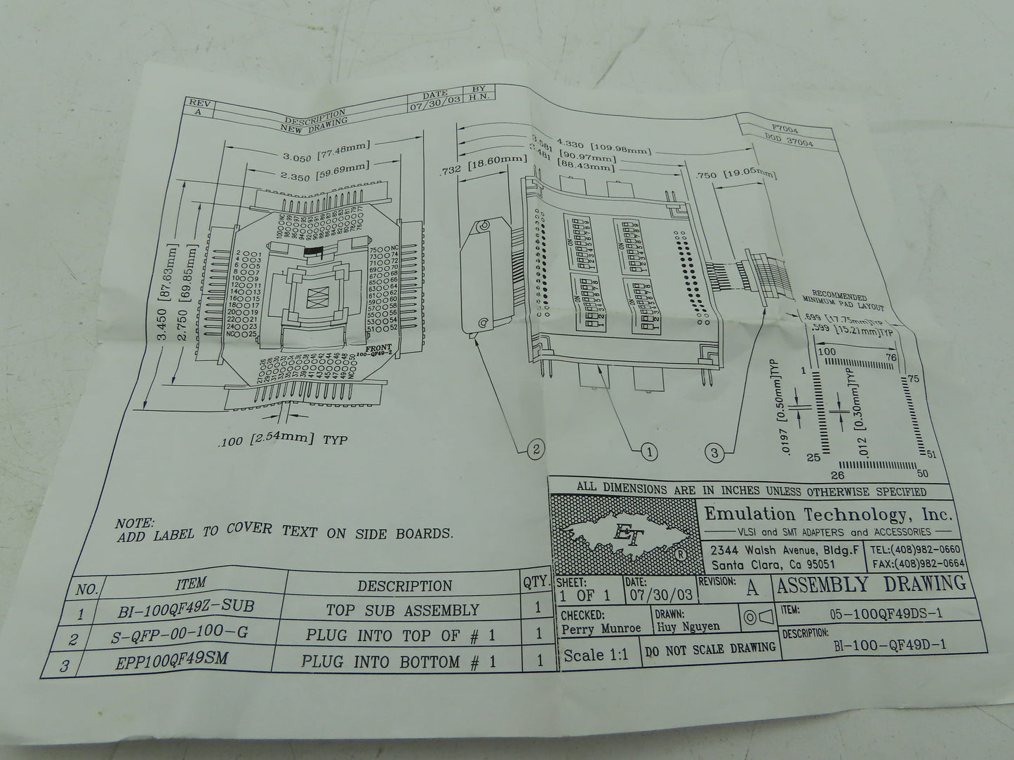 Emulation Technology 05-100QF49DS-1 Programmer Test Chip Adapter Plug In Socket