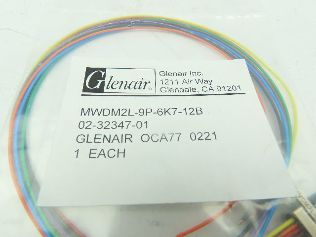 Glenair MWDM2L-9P-6K7-12B Cable Assembly D-Sub Connector 9-Pin 26AWG