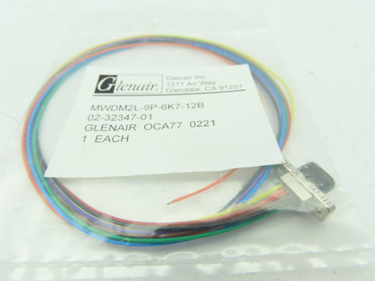 Glenair MWDM2L-9P-6K7-12B Cable Assembly D-Sub Connector 9-Pin 26AWG