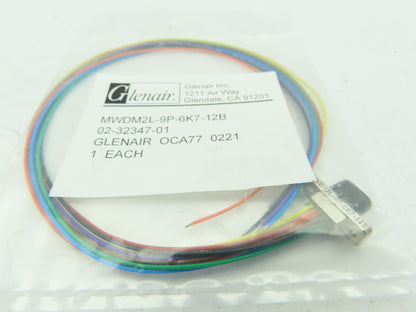 Glenair MWDM2L-9P-6K7-12B Cable Assembly D-Sub Connector 9-Pin 26AWG