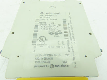 Wieland SNO 4003K-A Safety Relay E-Stop Gate Switch 24V AC/DC  LOT OF 2