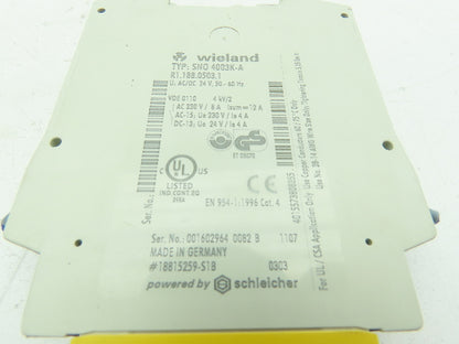 Wieland SNO 4003K-A Safety Relay E-Stop Gate Switch 24V AC/DC  LOT OF 2