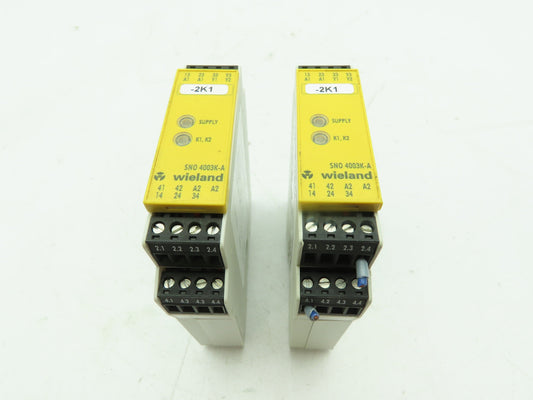 Wieland SNO 4003K-A Safety Relay E-Stop Gate Switch 24V AC/DC  LOT OF 2