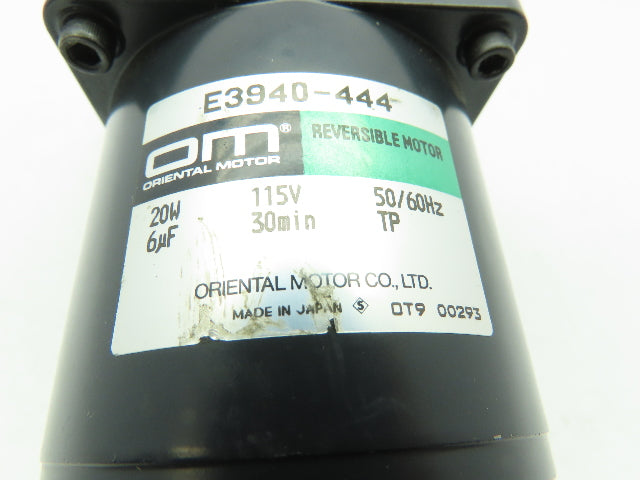 Oriental E3940-444 AC Reversible Motor w/4GB9KA Gearhead  9:1 Ratio 5/16" Shaft
